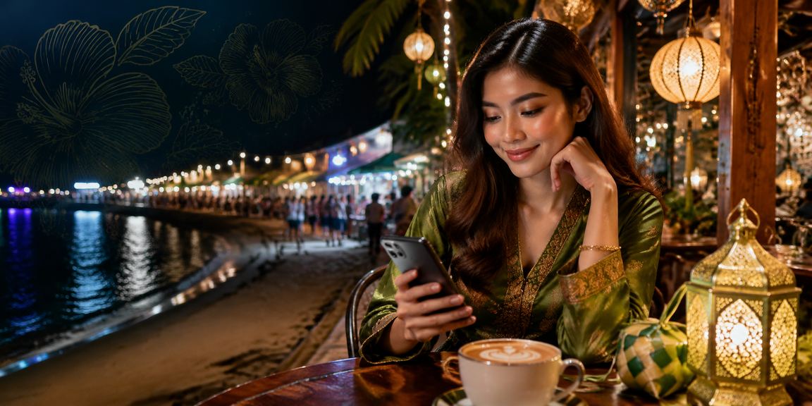 Pemain bertaruh pada meja roulette mudah alih semasa Hari Raya